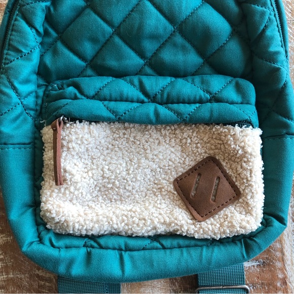 Target quilted green sherpa trimmed mini backpack - Picture 3 of 7